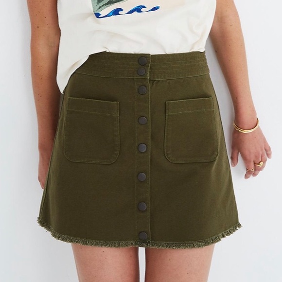 Madewell Dresses & Skirts - NEW Madewell Raw Hem A-Line Button Mini Skirt